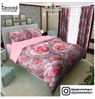 سرویس کتان تنسل گل صورتی 6تیکه دو نفره کد1001