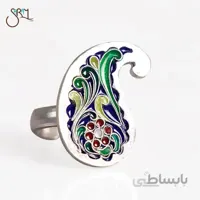 انگشتر نقره مینا کاری دست ساز بته جقه مدل 0111