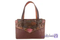 کیف دستی چرم طبیعی قلم‌زنی طرح گل