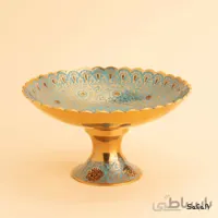 شیرینی خوری پایه دار برنجی میناکاری مدل تمشک