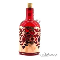 بطری شیشه ای تلفیق با مس کوچک دسته دار قرمز
