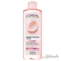 تونر گل رز لورال اصل | پاک کننده و نرم کننده پوست خشک و حساس ا Loreal Paris Fine Flowers Cleansing Toner 400ml