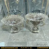 ست پذیرای میوه خوری برنزی و شیرینی خوری برنزی طرح صدف