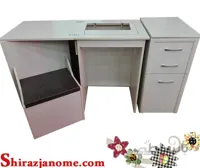 ميز تاشو چرخ خیاطی MDF با صندلی بهمراه دراور دو کشاب و کمد
