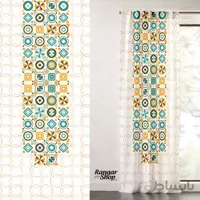 پرده سبز و زرد هندسی
