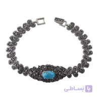دستبند نقره زنانه مدل مارکازیت فیروزه کد DP_059
