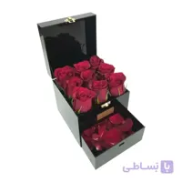باکس پلکسی کشودار با 9 شاخه رز هلندی