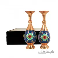 گلدان دوتایی مس و پرداز 25 سانتیمتری با جعبه کادویی
