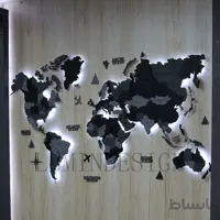 نقشه جهان پازلی تیره با نور مخفی