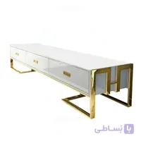 میز تلویزیون پایه استیل هایگلاس مدل آوانگارد