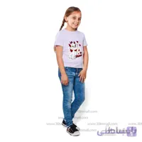 تیشرت شلوارک دخترانه چاپدار طرح TP007 یاسی