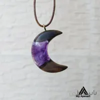گردنبند چوبی طرح هلال مدل ایلیا