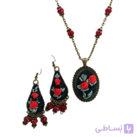 نیم ست برنجی ربان دوزی گل رز مدل 1736