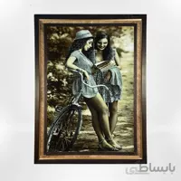 تابلو فرش دستباف طرح دختر دوچرخه سوار کد 141