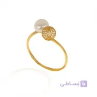 انگشتر دو طرفه با گوی فیوژن و مروارید سفید ا انگشتر طلا زنانه با گوی فیوژن و مروارید کد cr398