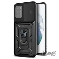 قاب اورجینال اسلاید آرمور مناسب برای گوشی Xiaomi POCO M3 / Redmi 9T طرح محافظ لنزدار کشویی مجهز به رینگ استندشو و مگنتی