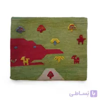 کوسن گلیم گبه طرح زندگی عشایر سبز - 50×40 سانتی