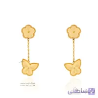 گوشواره طلا طرح گل و پروانه کد CE423