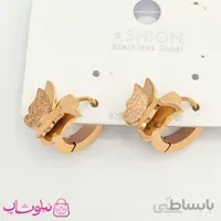 گوشواره حلقه ای زنانه طرح پروانه رزگلد کد 2970