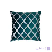 کوسن ترکیبی چرم و مخمل مدل نیلوفر رنگ کله غازی