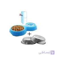 ظرف دوقلو بطری خور با ظرف فلزی زاریکس مناسب سگ و گربه
