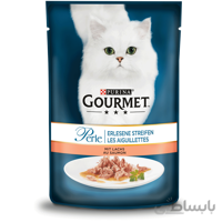 غذای پوچ گربه گورمه Gourmet با طعم ماهی قزل آلا وزن 85 گرم