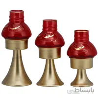 جا شمعی 3 عددی فلزی قرمز