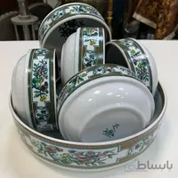 هفت پارچه اجیل / انار خوری کشمیری طرح قدیم مارک هاور انگلیس قطر کاسه ۲۳ پیاله ۱۱ سانت