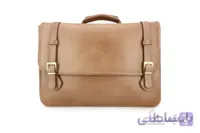 کیف اداری دوطرفه چرم طبیعی گاوی کرم