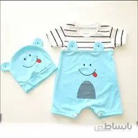 ست دو تیکه نوزادی رامپر و کلاه سه تا نه ماه کد 372