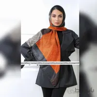 روسری نخی پاییزه نارنجی کرم 104503 ا 104503