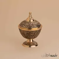قندان پایه دار برنجی طلایی مدل بلک بری