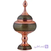 شکلات خوری مسی خاتم کاری اثر آقاجانی ارتفاع 48 سانتی متر کد C-497