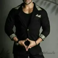 کت اسپرت مردانه طرح نوار هندی لاکچری رنگ مشکی کد111 ا Men's sports jacket, luxury Indian strip design, black code 111