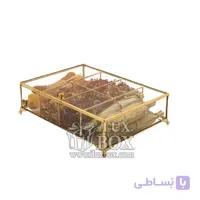 جعبه شیشه ای پذیرایی دمنوش تی بگ لوکس باکس کد LB606-G