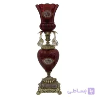 شمعدان قرمز آویزدار پایه برنز