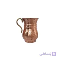 لیوان مسی ارتفاع کوتاه دسته برنج طرح ترک 10 سانتی متر