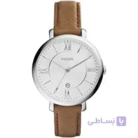 ژاکلین براون چرمی تسمه نقاله فالسی زنان 36mm Silvertone ژاکلین براون ا Fossil Women's 36mm Silvertone Jacqueline Brown Leather Strap Watch