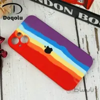 قاب سیلیکونی اورجینال رنگین کمانی محافظ لنزدار آیفون Apple iphone 13