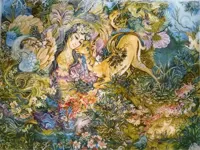 تابلو فرش نفیس ایرانی- دست بافت-مینیاتور- چرخه هستی ا Iranian Pictorial Carpet- Handmade- Persian Miniature- Circle of Existence