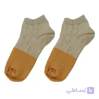 جوراب طرح بافت فانتزی زنانه دو رنگ / شیری و زرد کد PH496.5