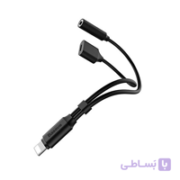 کابل دو به یک لایتنینگ بیسوس Baseus c-simple ip male to 3.5mm + ip female adapter