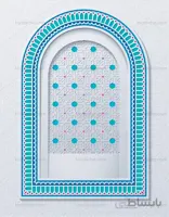 وکتور طرح پنجره ی مسجد اسلامی با رنگ آبی فیروزه ای