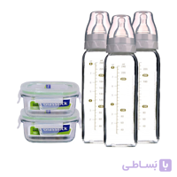 ست شیشه شیر و ظرف ذخیره گلس لاک Glasslock