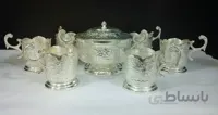 گالش چایخوری نقره نما ۶ عدد با قندان کد ۱۰۱۰۵۶