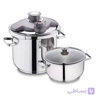 زودپز دوقلو کرکماز مدل اکوا Aqua A175 ظرفیت 6 و 4 لیتر ا KORKMAZ Aqua A 175 Pressure Cooker Set