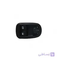 کلید شیشه بالابر جلو (تک فیش) با تنظیم آینه پژو 206 تیپ 5 ایمن تک