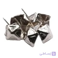 گل میخ تزیینی هرمی چهار گوش نقره ای طول 25 عرض 19 میلی متر