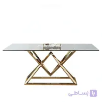 میز ناهارخوری پایه استیل صفحه شیشه مدل ماکان