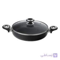 تابه دو سته سایز 24 گرانیتا نوک مدادی با درب شیشه ای زرساب کد GT-224TG-B